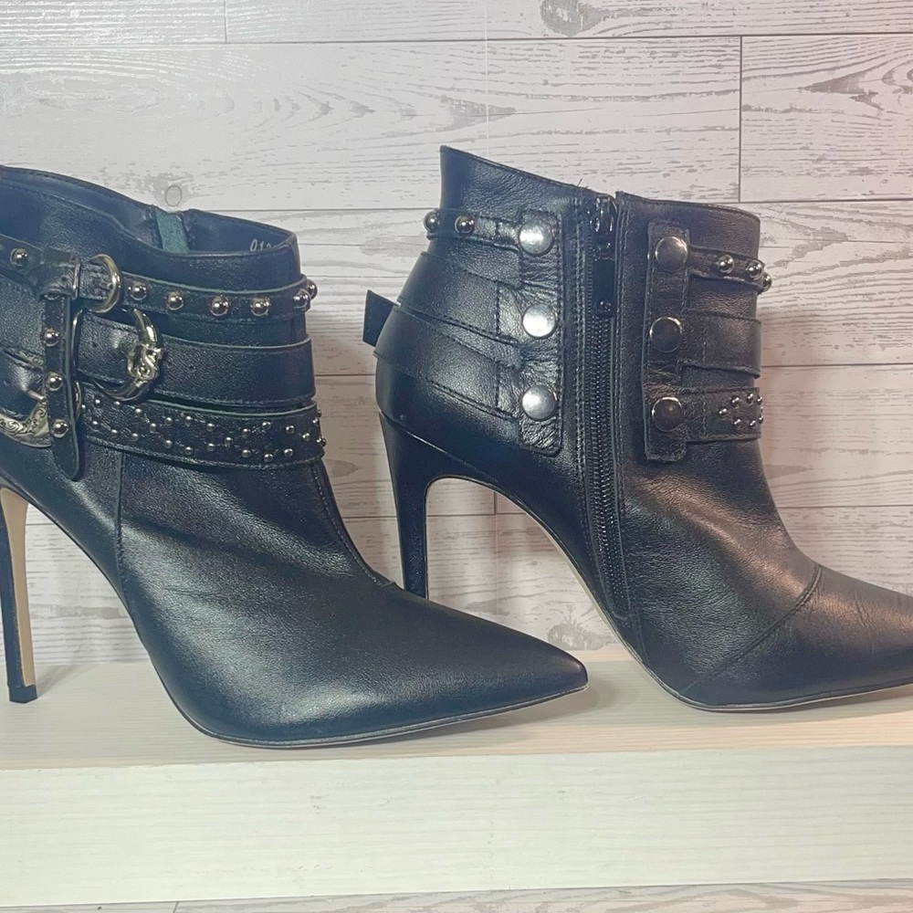 Carmen Steffen Black Leather Booties